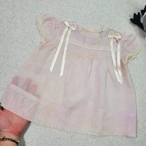 Vintage Pink Sheer Lace Dress 12-18 months